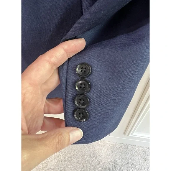 Calvin‎ Klein Navy Slim Fit Stretch Wool Blazer Sport Coat Jacket